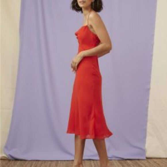 Finders Keepers Nostalgia Midi Slip Dress 20190362 Women's Red Size 8 NWT - Picture 3 of 16